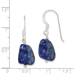QE9720 Sterling Silver Polished Blue Lapis Dangle Earrings