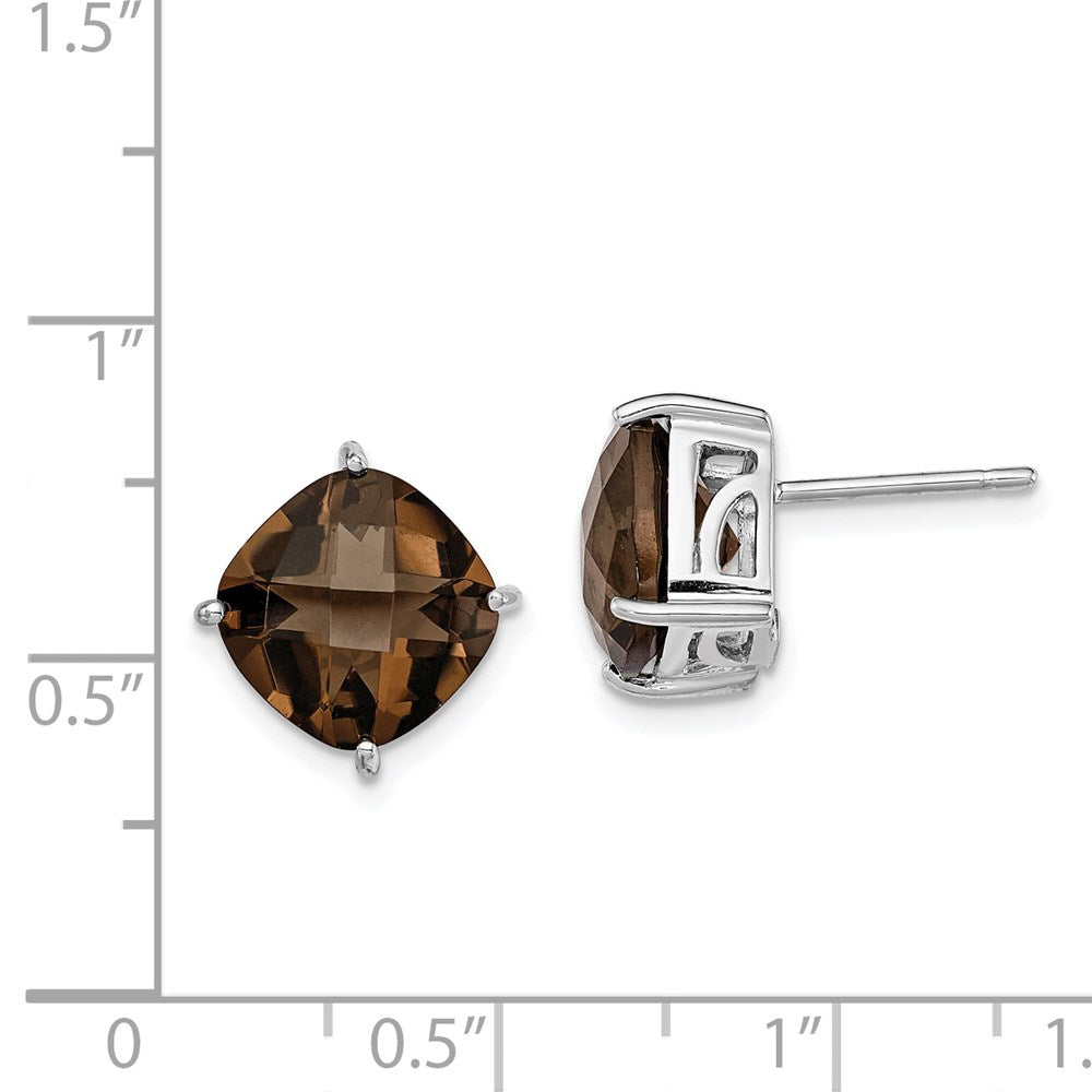 QE9808SQ Sterling Silver Rhodium-plated Smoky Quartz Earrings