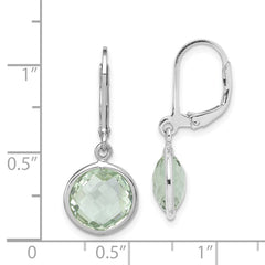 QE9818AG Sterling Silver Rhodium-plated Green Quartz Earrings