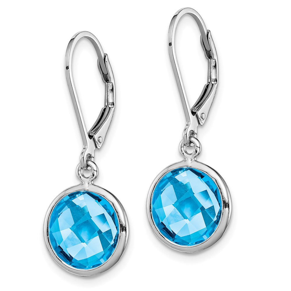 QE9818BT Sterling Silver Rhodium-plated Blue Topaz Earrings