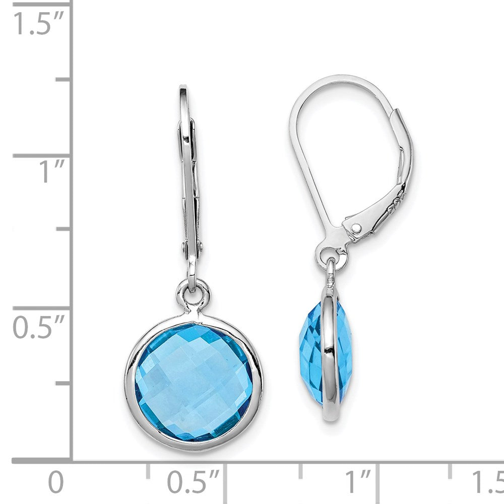 QE9818BT Sterling Silver Rhodium-plated Blue Topaz Earrings