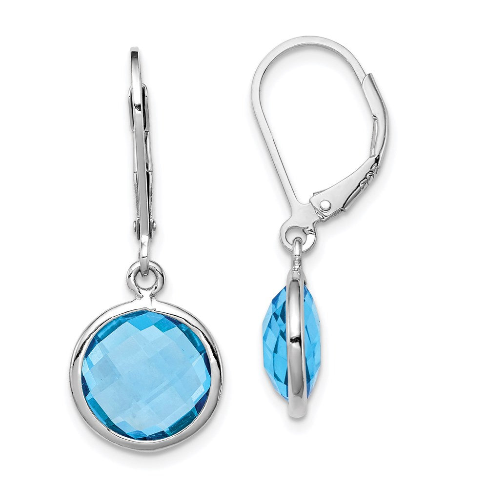 QE9818BT Sterling Silver Rhodium-plated Blue Topaz Earrings