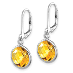 QE9818CI Sterling Silver Rhodium-plated Citrine Earrings