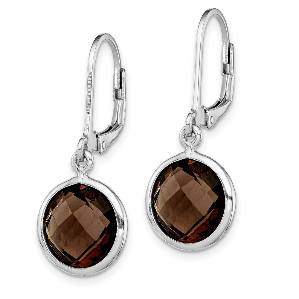QE9818SQ Sterling Silver Rhodium-plated Smoky Quartz Earrings