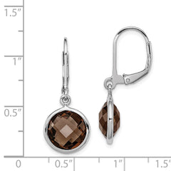 QE9818SQ Sterling Silver Rhodium-plated Smoky Quartz Earrings