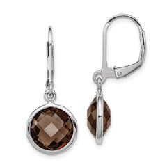 QE9818SQ Sterling Silver Rhodium-plated Smoky Quartz Earrings