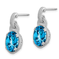 QE9820BT Sterling Silver Rhodium-plated Blue Topaz Earrings