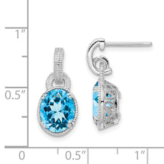 QE9820BT Sterling Silver Rhodium-plated Blue Topaz Earrings
