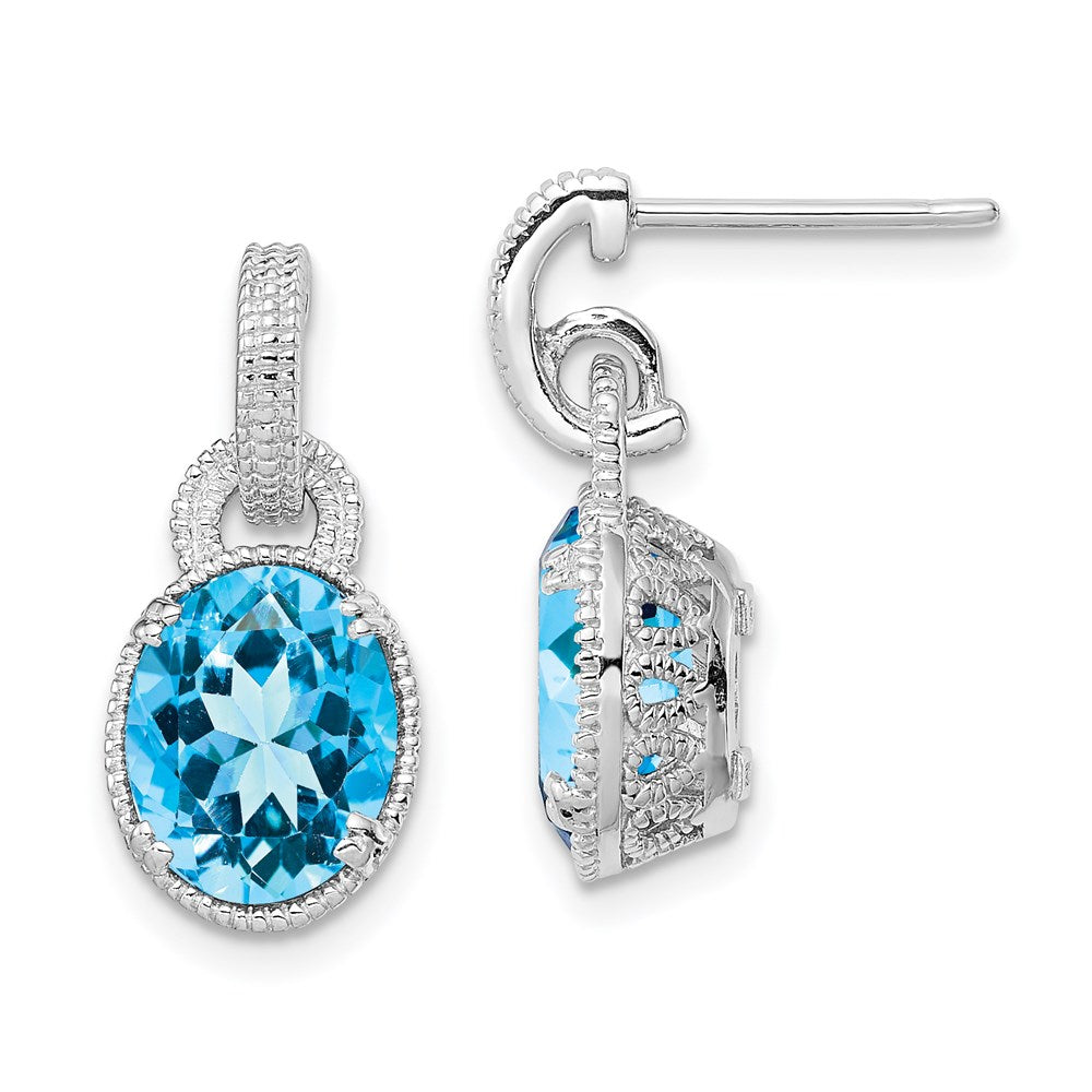 QE9820BT Sterling Silver Rhodium-plated Blue Topaz Earrings