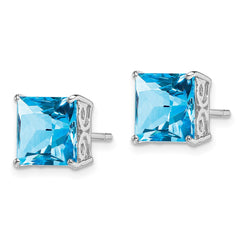 QE9840BT Sterling Silver Rhodium-plated Blue Topaz Earrings