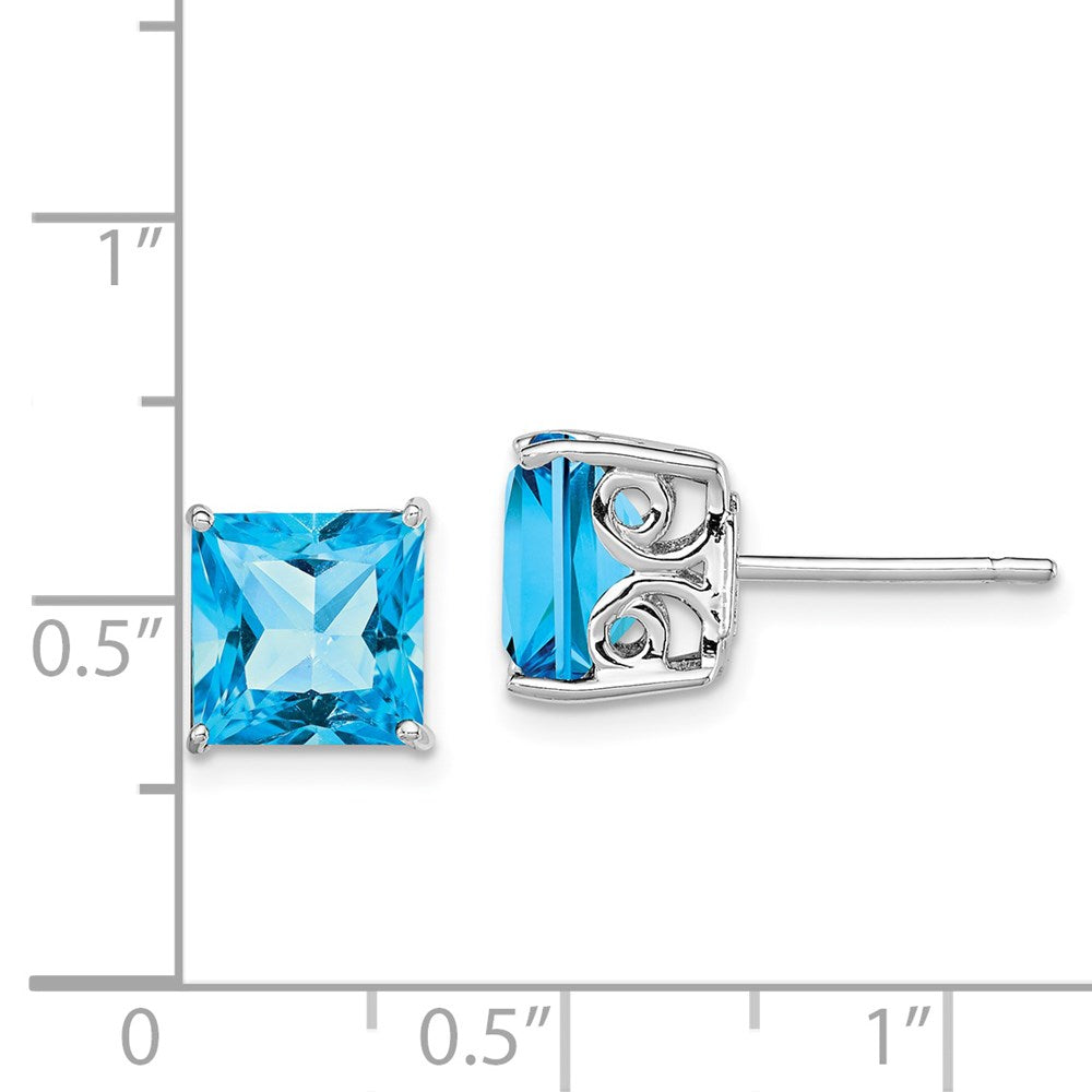 QE9840BT Sterling Silver Rhodium-plated Blue Topaz Earrings