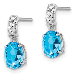 QE9878BT Sterling Silver Rhodium-plated Blue Topaz Earrings