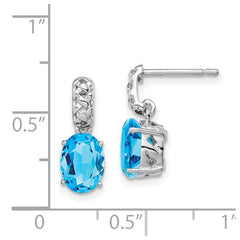 QE9878BT Sterling Silver Rhodium-plated Blue Topaz Earrings