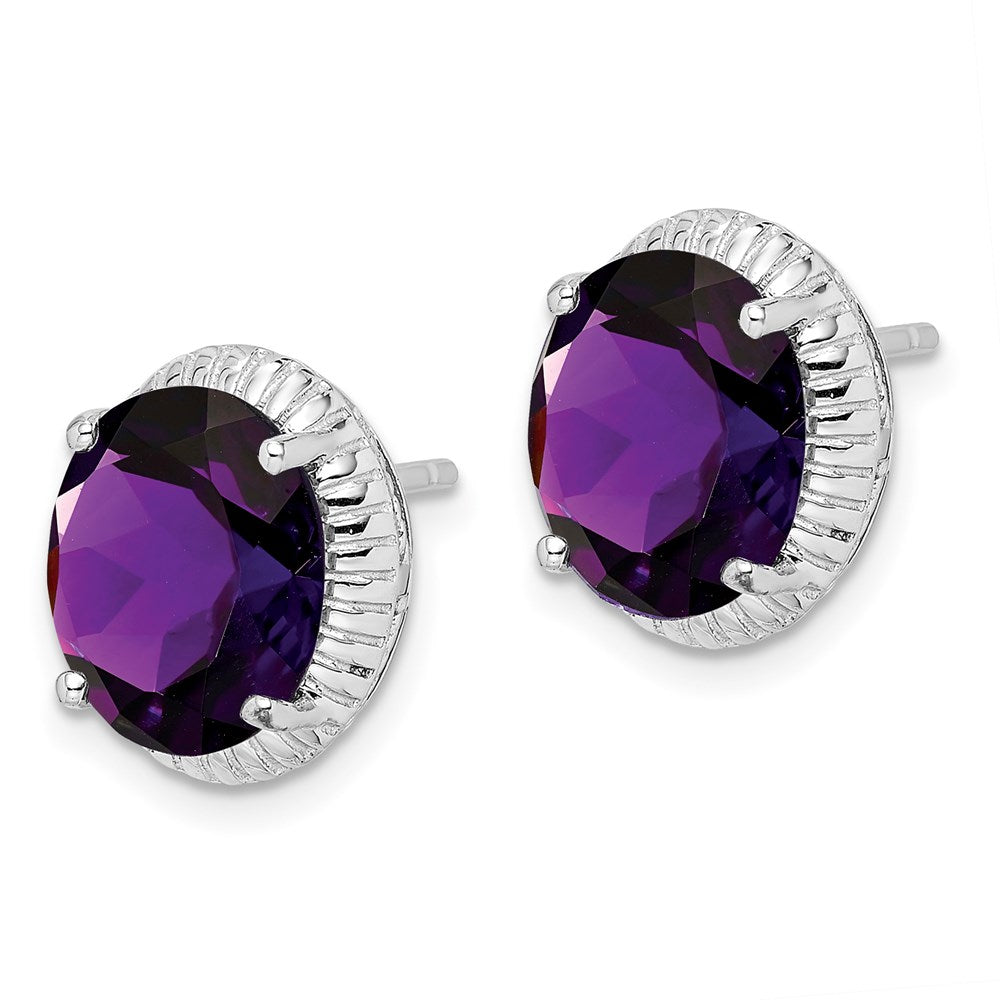 QE9882AM Sterling Silver Rhodium-plated Amethyst Earrings