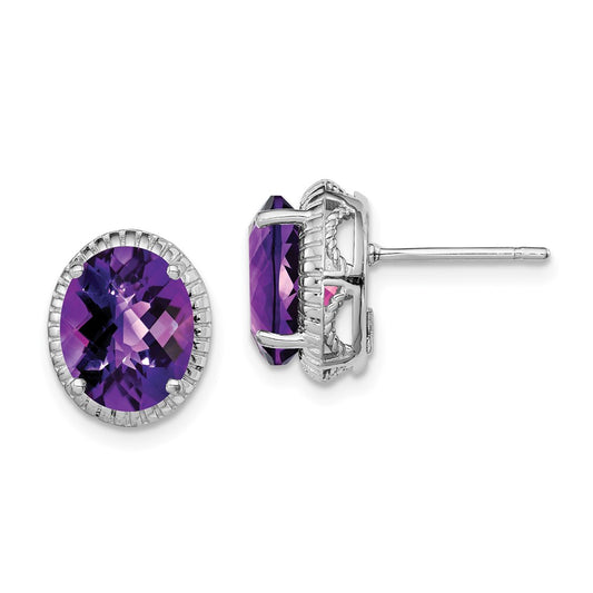 QE9882AM Sterling Silver Rhodium-plated Amethyst Earrings