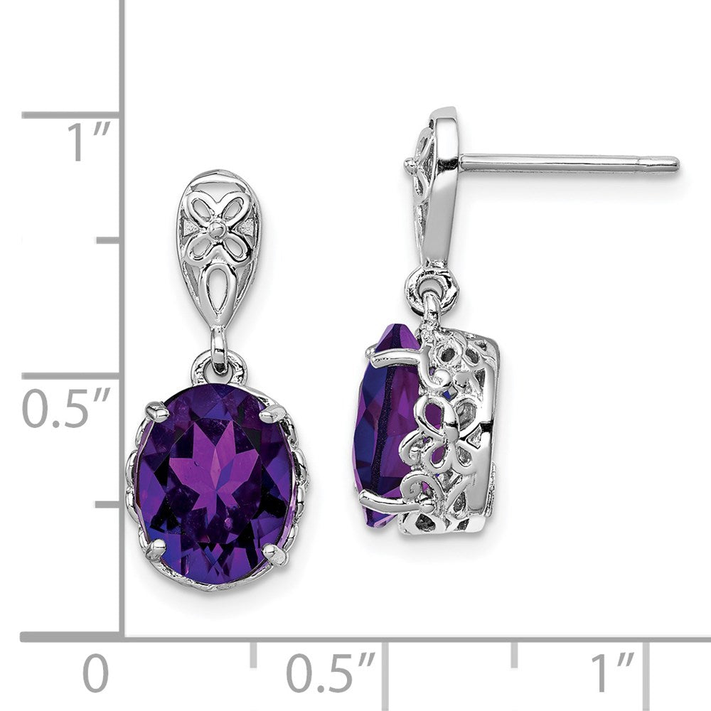 QE9896AM Sterling Silver Rhodium-plated Amethyst Earrings