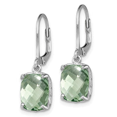 QE9902AG Sterling Silver Rhodium-plated Green Quartz Earrings