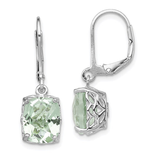 QE9902AG Sterling Silver Rhodium-plated Green Quartz Earrings