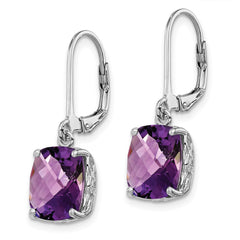 QE9902AM Sterling Silver Rhodium-plated Amethyst Earrings