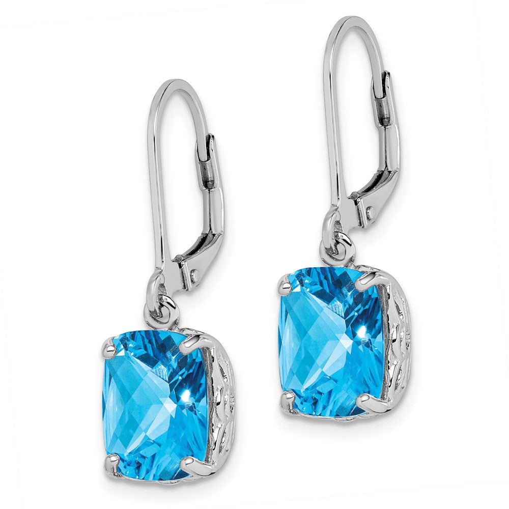 QE9902BT Sterling Silver Rhodium-plated Blue Topaz Earrings