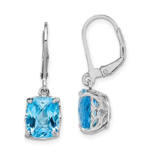 QE9902BT Sterling Silver Rhodium-plated Blue Topaz Earrings