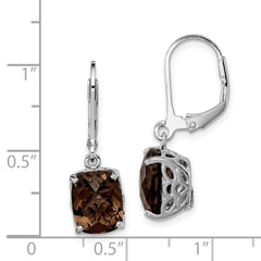 QE9902SQ Sterling Silver Rhodium-plated Smoky Quartz Earrings