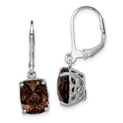 QE9902SQ Sterling Silver Rhodium-plated Smoky Quartz Earrings