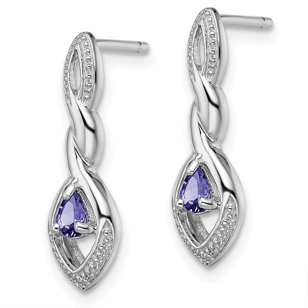 QE9943TZ Sterling Silver Rhodium Plated Diamond and Tanzanite Post Earrings