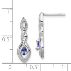 QE9943TZ Sterling Silver Rhodium Plated Diamond and Tanzanite Post Earrings
