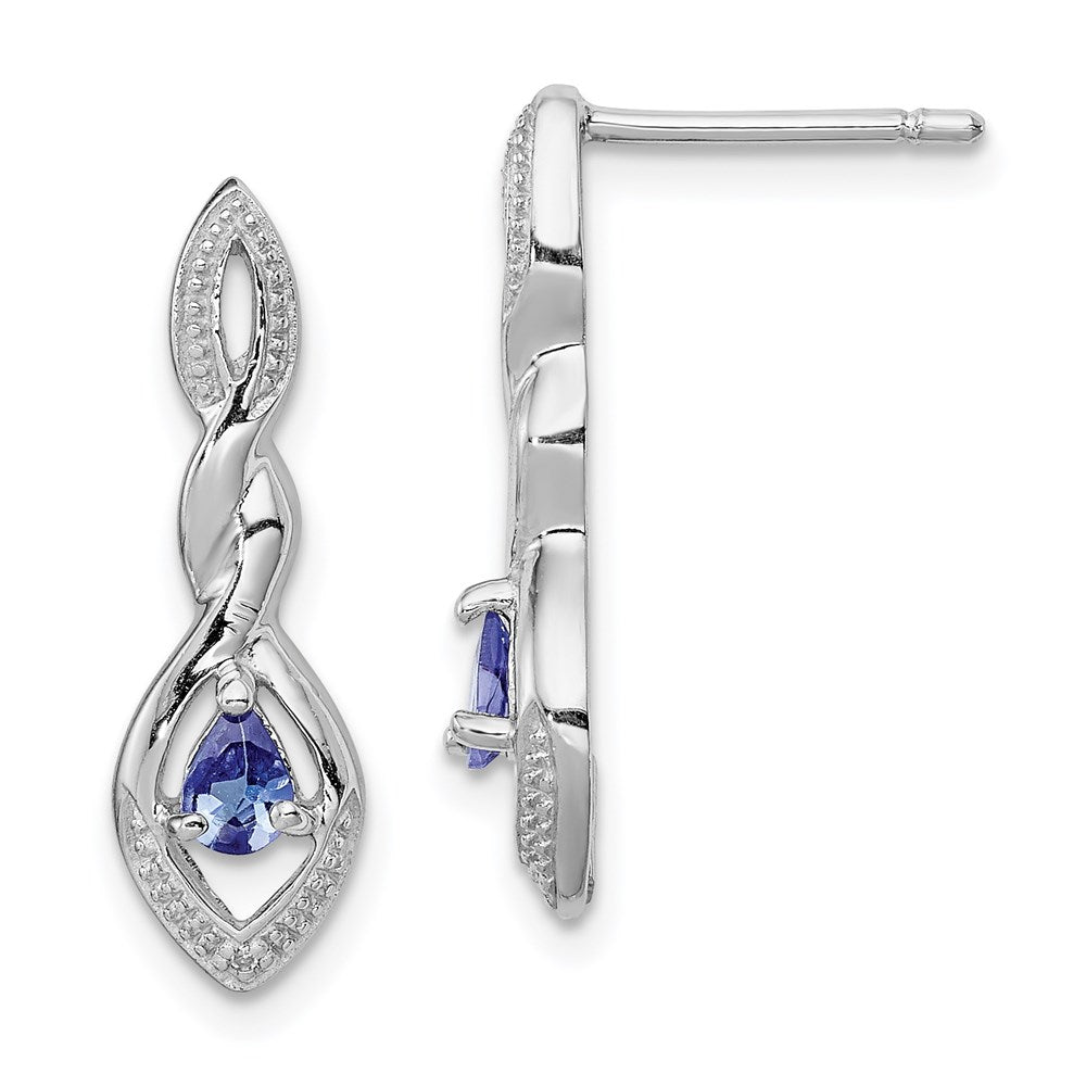 QE9943TZ Sterling Silver Rhodium Plated Diamond and Tanzanite Post Earrings