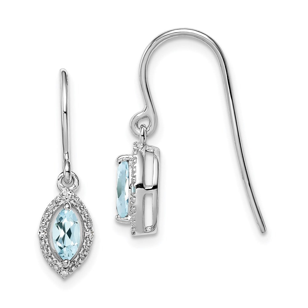 QE9951AQ Sterling Silver Rhodium-plated Diamond and Aquamarine Earrings