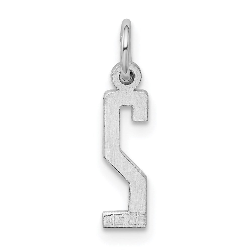 Sterling Silver/Rhodium-plated Elongated Polished Number 2 Charm QES02