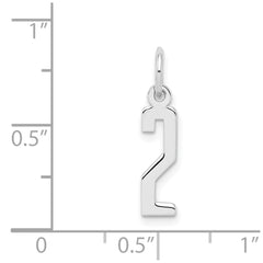 Sterling Silver/Rhodium-plated Elongated Polished Number 2 Charm QES02