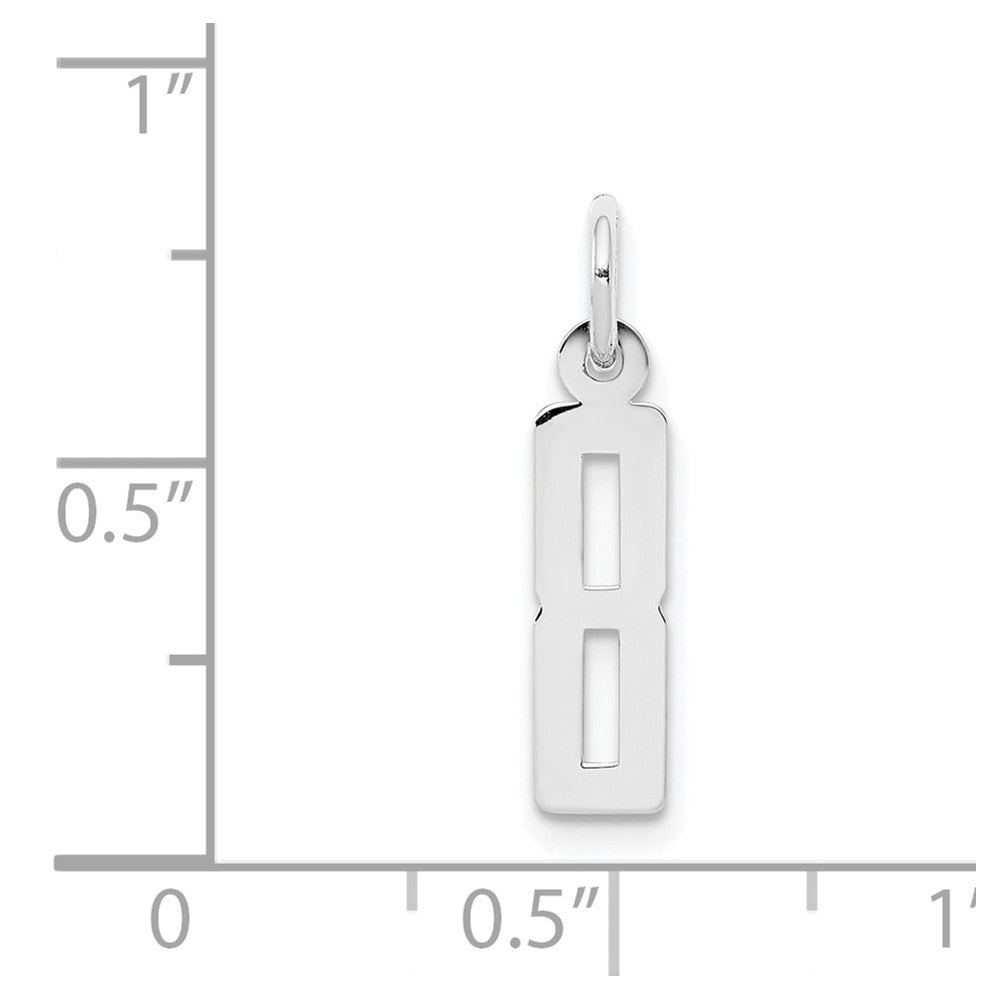 Sterling Silver/Rhodium-plated Elongated Polished Number 8 Charm QES08
