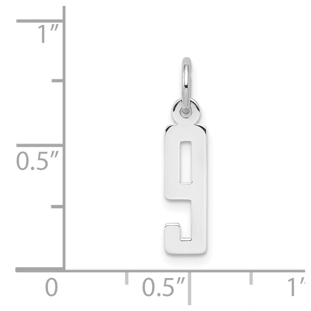 Sterling Silver/Rhodium-plated Elongated Polished Number 9 Charm QES09