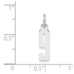 Sterling Silver/Rhodium-plated Elongated Polished Number 9 Charm QES09