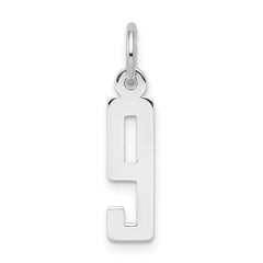 Sterling Silver/Rhodium-plated Elongated Polished Number 9 Charm QES09