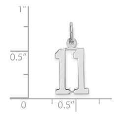 Sterling Silver/Rhodium-plated Elongated Number 11 Charm QES11