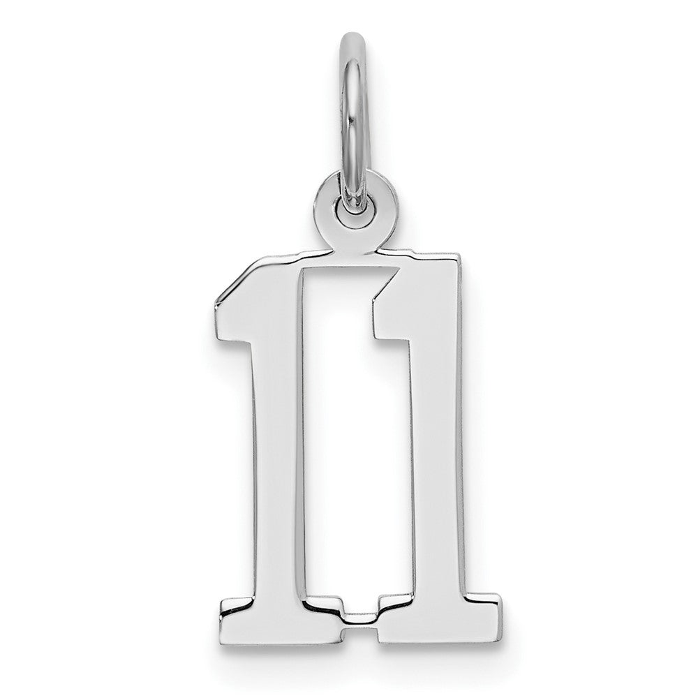 Sterling Silver/Rhodium-plated Elongated Number 11 Charm QES11