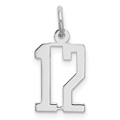 Sterling Silver/Rhodium-plated Elongated Number 12 Charm QES12