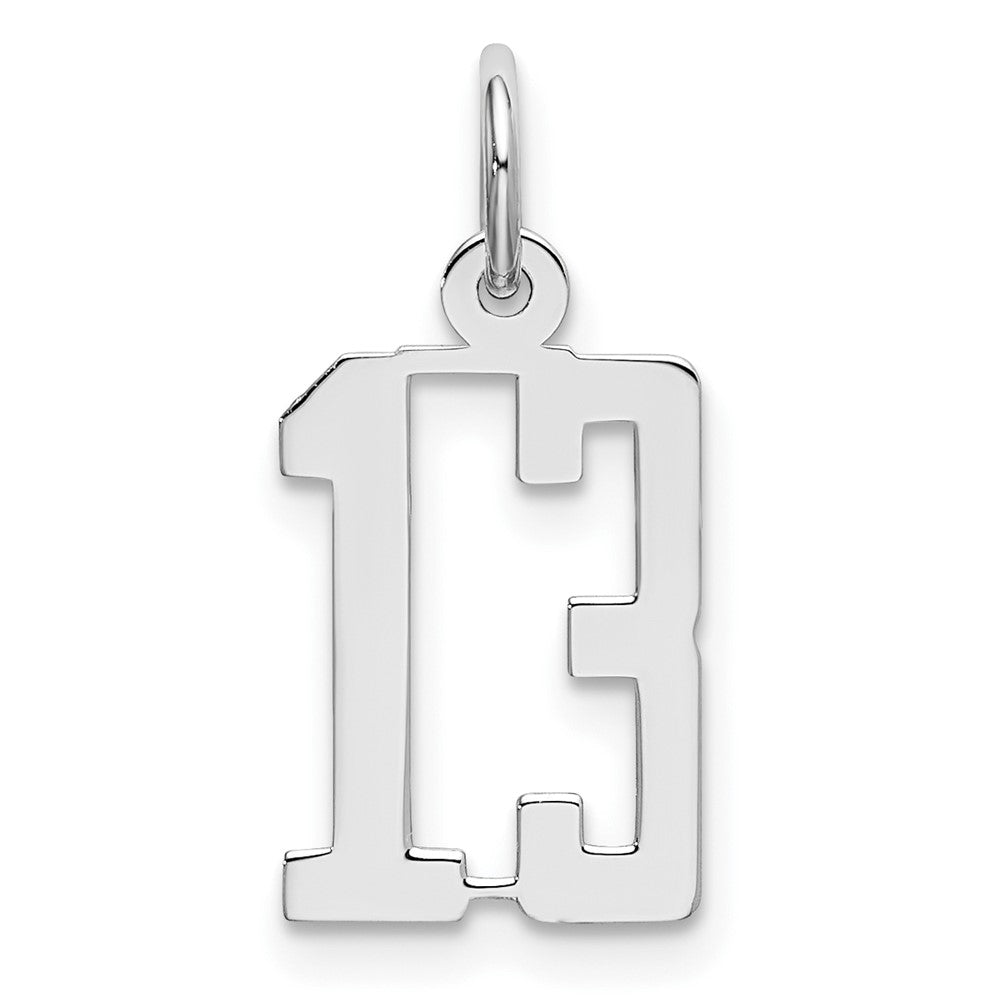 Sterling Silver/Rhodium-plated Elongated Number 13 Charm QES13