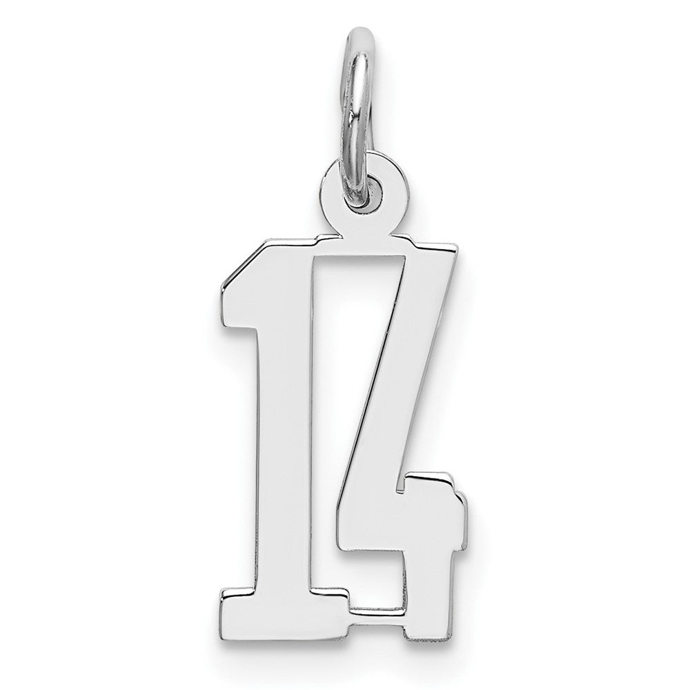 Sterling Silver/Rhodium-plated Elongated Number 14 Charm QES14