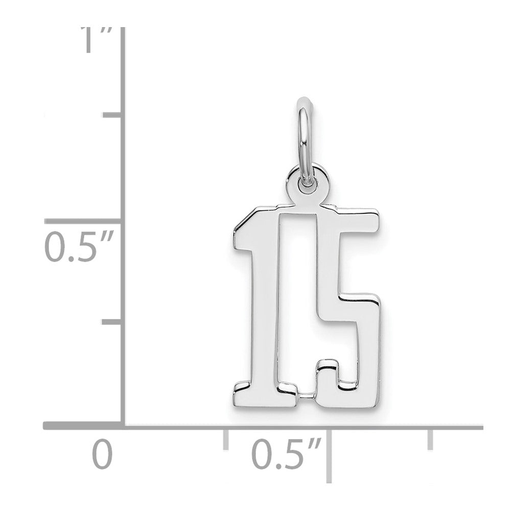 Sterling Silver/Rhodium-plated Elongated Number 15 Charm QES15