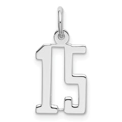 Sterling Silver/Rhodium-plated Elongated Number 15 Charm QES15