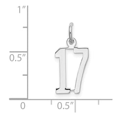 Sterling Silver/Rhodium-plated Elongated Number 17 Charm QES17