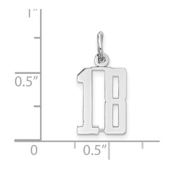 Sterling Silver/Rhodium-plated Elongated Number 18 Charm QES18