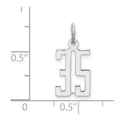 Sterling Silver/Rhodium-plated Elongated Number 35 Charm QES35
