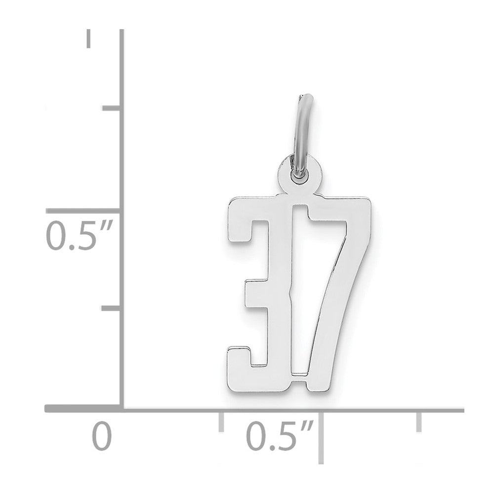 Sterling Silver/Rhodium-plated Elongated Number 37 Charm QES37