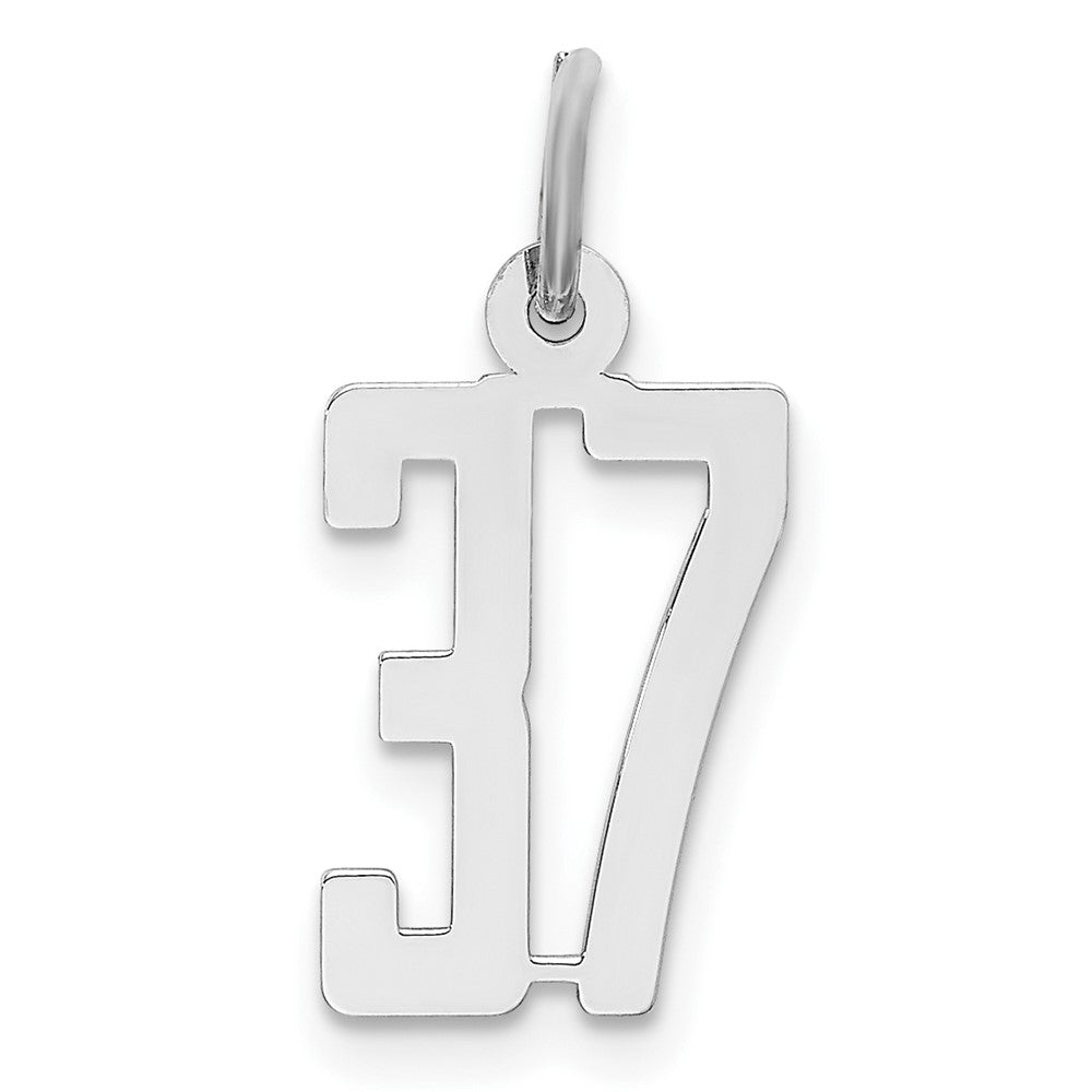 Sterling Silver/Rhodium-plated Elongated Number 37 Charm QES37