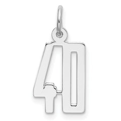 Sterling Silver/Rhodium-plated Elongated Number 40 Charm QES40